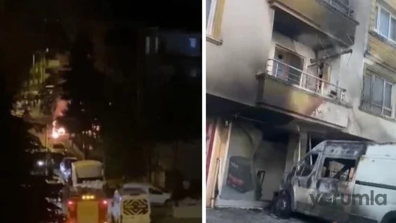 Yeşiltepe 2000’inci Sokak'taki yangında bir dükkan, minibüs ve daire zarar gördü