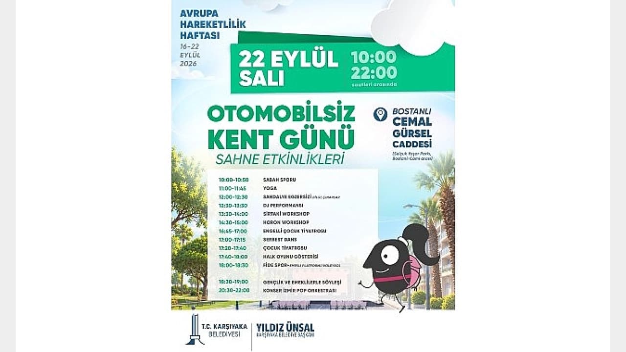Karşıyaka'da 22 Eylül Otomobilsiz Kent Günü: Bostanlı'da Yollar Yayalara Açılıyor
