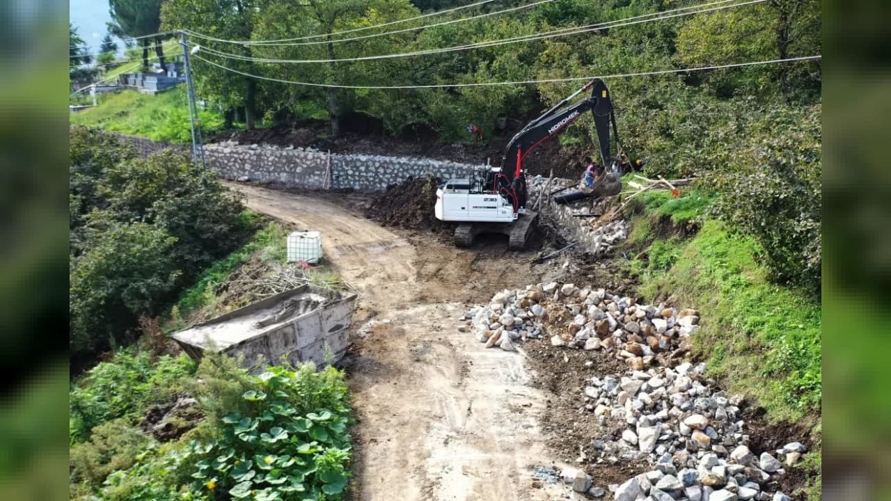 Ordu Fatsa'da Yol Güvenliğine Taş Duvar Kalkanı: 110 Metrelik İmalat Tamamlandı