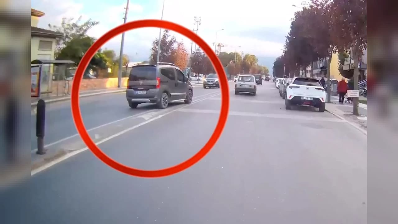 Düzce'de ters yöne giren hafif ticari araç tehlike yarattı