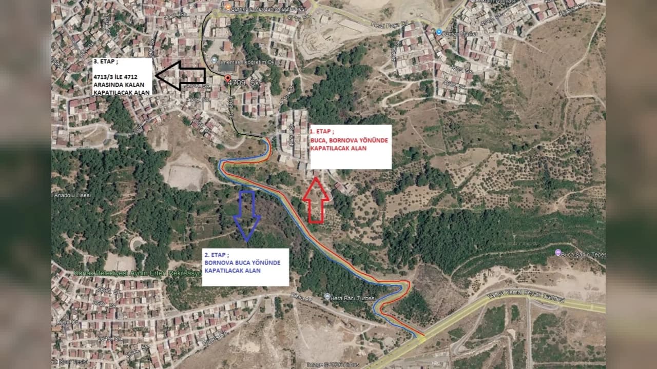 İzmir'de Şahin Tepesi yolu üç etapta trafiğe kapatılacak