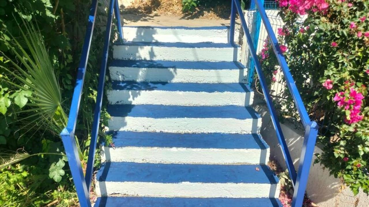 Bodrum'da cadde ve sokaklar mavi-beyaza boyanıyor