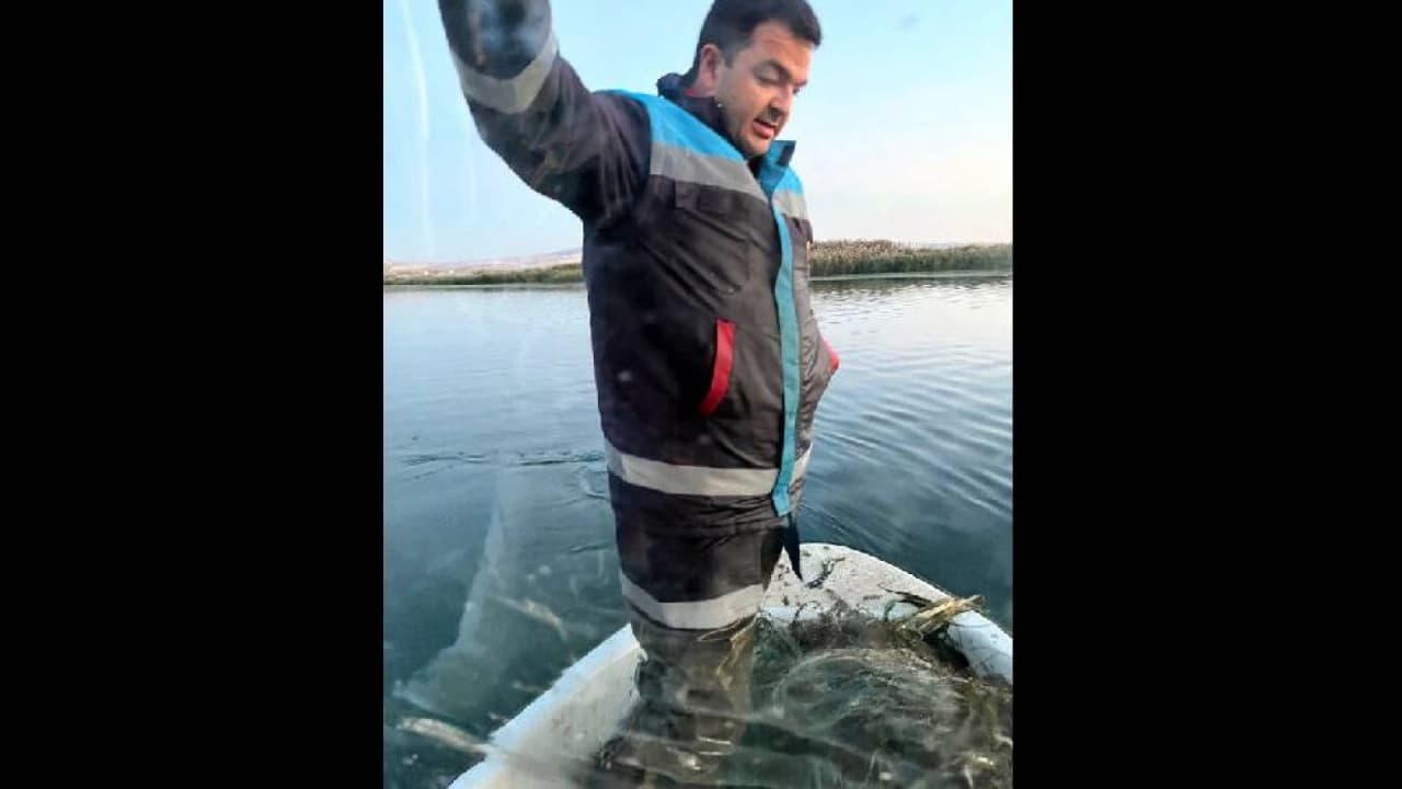 Kırıkkale'de Kapulukaya Barajı'nda 200 metrelik hayalet ağ toplandı